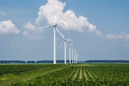 Windkraftanlagen auf grüner Wiese – das umweltfreundliche Ökostromprodukt der EV Greiz mit Festpreisgarantie und Bonuspunkten